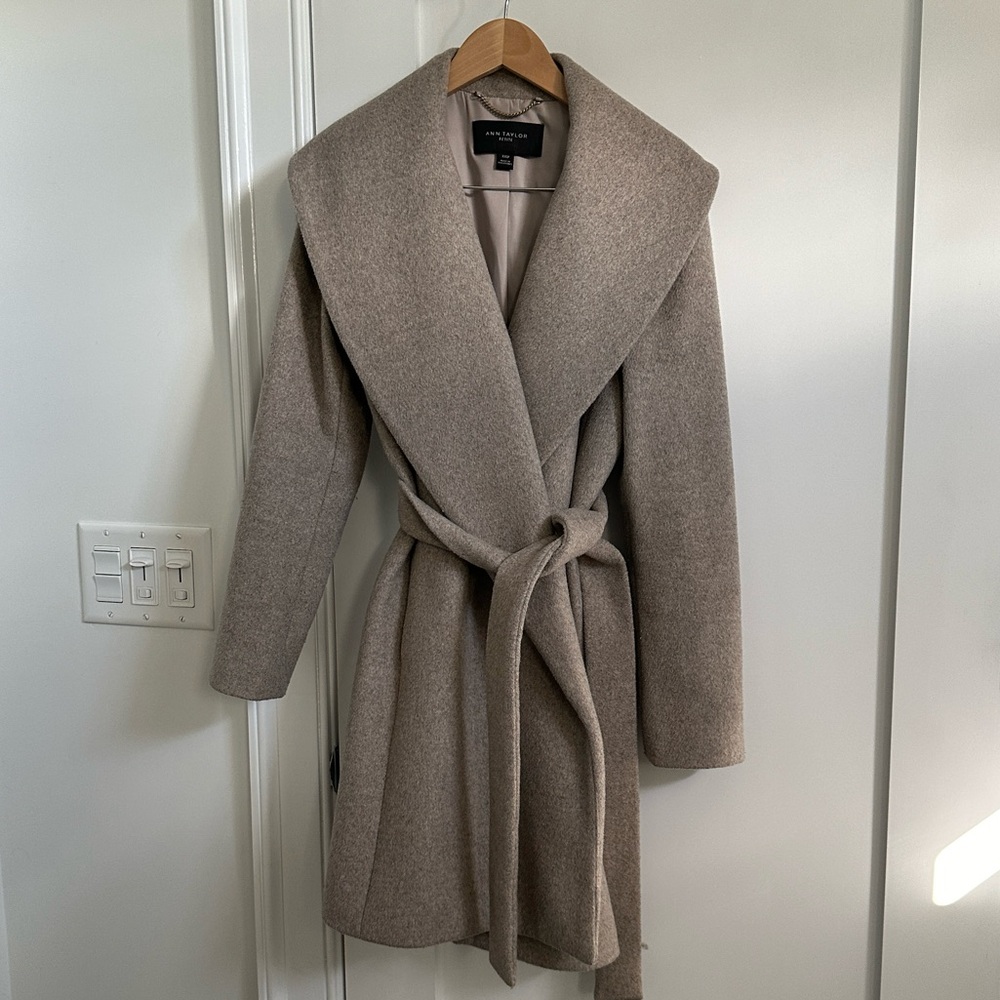 Ann Taylor wool blend wrap coat xxs petite